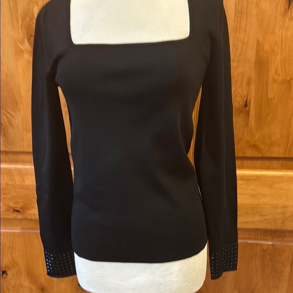 Elegant Black Square Neck Top